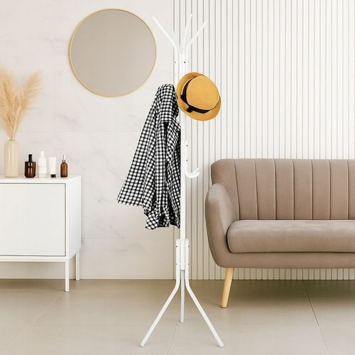 WIESZAK PODŁOGOWY STOJĄCY NA UBRANIA STOJAK METALOWY STABILNY BIALY na Arena.pl