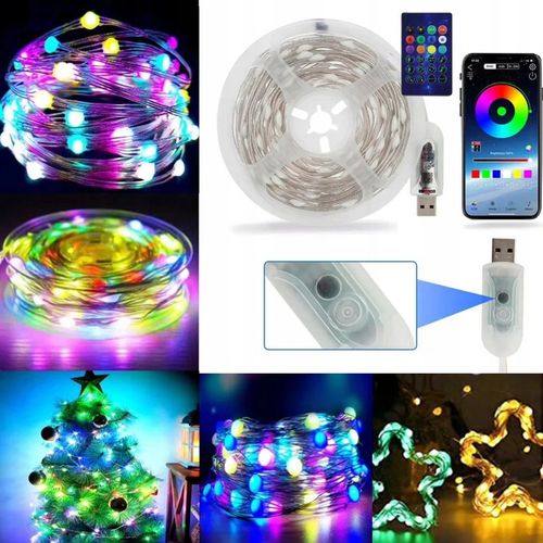 Lampki Świąteczne 200 LEDowe Inteligentne Bluetooth Świecą w RYTM Muzyki na Arena.pl