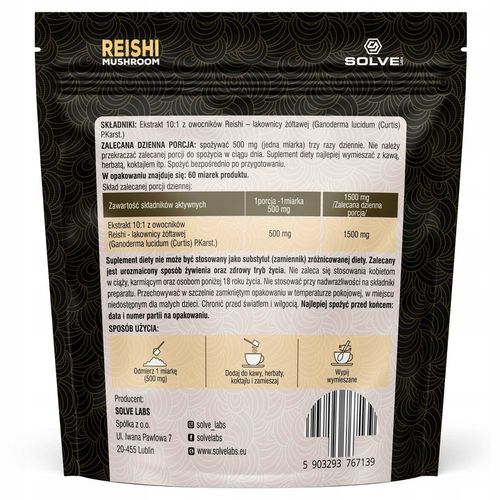 Reishi Ganoderma lucidum 30G SOLVE LABS Ekstrakt na Arena.pl