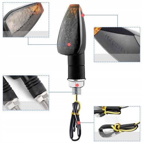 4x KIERUNKOWSKAZY MOTOCYKLOWE QUADA HOMOLOGACJA 12 V CZARNE DYMIONE 14 LED na Arena.pl