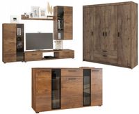 Zestaw mebli Meblościanka + Komoda + Duża Szafa Dąb Lefkas