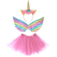 Akcesoria do przebrania spódniczka opaska skrzydła Tęczowy Jednorożec