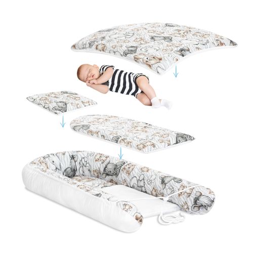 KOKON DLA NIEMOWLĄT BAWEŁNIANY ZESTAW 4 ELEMNTY ZEBRA I LEW na Arena.pl