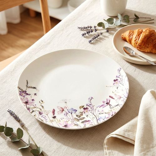 Talerz Obiadowy Duży Płytki Płaski na Obiad Porcelanowy Kwiaty 27 cm na Arena.pl