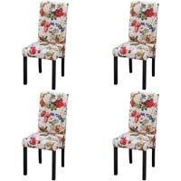 Krzesła stołowe, 4 szt., wielokolorowe, tkanina