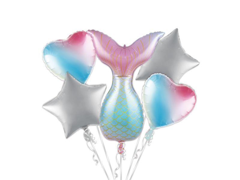 Zestaw balonów, Syrenka, tęczowy, 5 szt. [balony na hel] zdjęcie 1