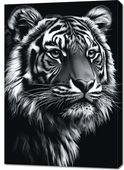Obraz 70x100cm Portret Zwierząt do Salonu | Tygrys 2 | Czarno Białe