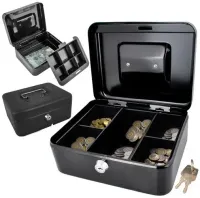 Kasetka Metalowa Sejf na Pieniądze Bilon Banknoty + Kluczyki