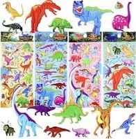 naklejki wypukłe 3d dinozaury 4 arkusze 160 szt