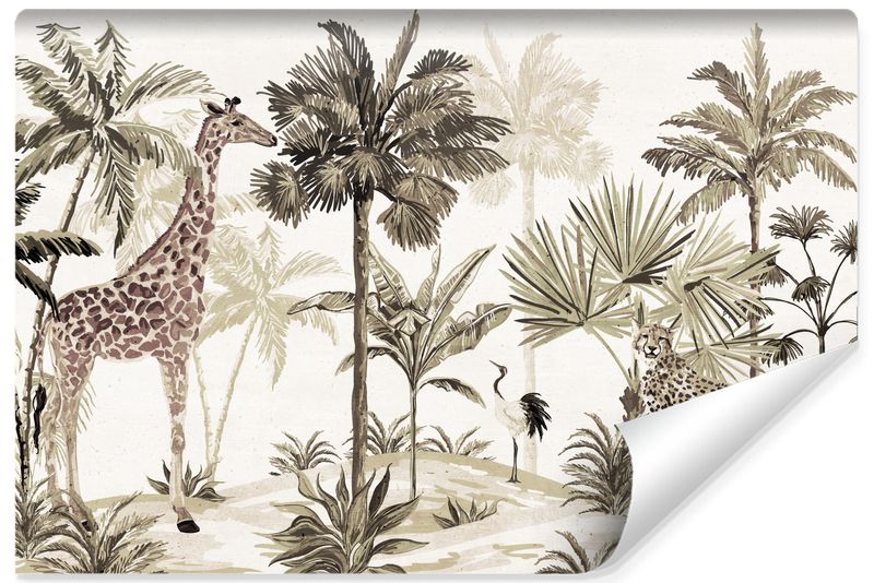 Fototapeta Ścienna Natura Dżungla Dzikie ZWIERZĘTA Styl Boho 360cm x 240cm zdjęcie 1