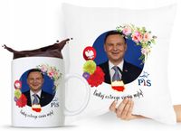 Zestaw Poduszka + Kubek Prezent Andrzej Duda Pis Z Nadrukiem Ze Zdjęciem