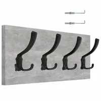 WIESZAK ŚCIENNY PANELOWY 4 MOCNE DUŻE CZARNE HAKI LOFT 45x18CM BETON JASNY