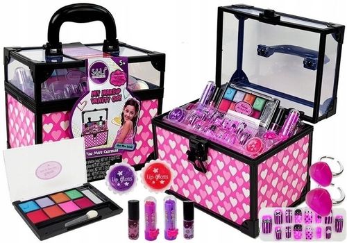 KUFEREK KOSMETYKÓW Zestaw do MAKIJAŻU I PAZNOKCI DLA DZIEWCZYNKI DOMOWE SPA na Arena.pl