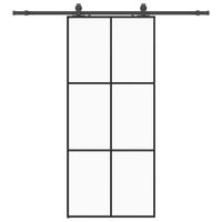 Drzwi przesuwne z zestawem okuć czarne 90x205 cm ESG szkło