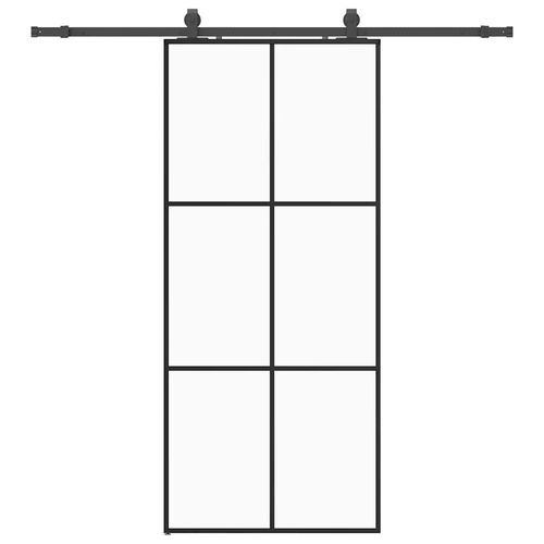 Drzwi przesuwne z zestawem okuć czarne 90x205 cm ESG szkło na Arena.pl