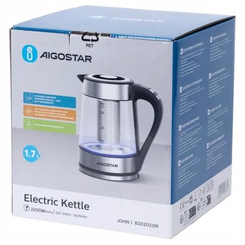 Czajnik Elektryczny Aigostar 2200W 1,7L Led Regulacja Temperatury Filtr na Arena.pl