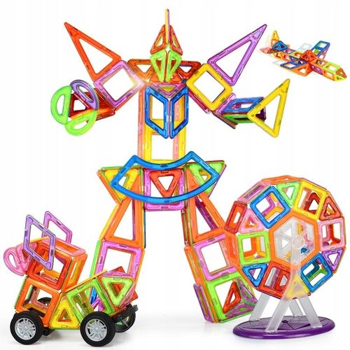 KLOCKI MAGNETYCZNE KONSTRUKCYJNE PANELE NEODYMOWE DLA DZIECI ZESTAW 128 EL. na Arena.pl