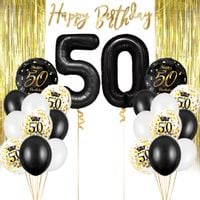 Zestaw balonowy na 50 urodziny czarno złoty