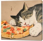 Obraz 100x100cm Pizza Dla Kota