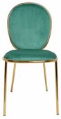 Welurowe krzesło z metalowymi nogami zielone