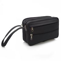 SASZETKA męska skórzana do ręki na dokumenty pieniądze F201 czarna