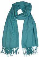 Cashmere - ciepły modny szalik frędzle srebrne dżety Turkusowy 06