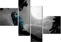 100 70CM OBRAZ 4 ELEM BŁĘKITNA SOWA DRUK PŁÓTNO RAMA