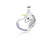 Rodowany srebrny wisior wisiorek jednorożec unicorn cyrkonia cyrkonie srebro 925 Z1728CGR_VBL