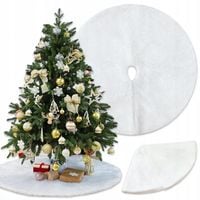 Dywanik pod Choinkę Mata Futerko Biały Dywan 90cm Prezenty Okrągły święta