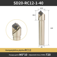 Frez ćwiartkowy składany RC do zaokrągleń, Rozmiar: SD20-RC12 1-40