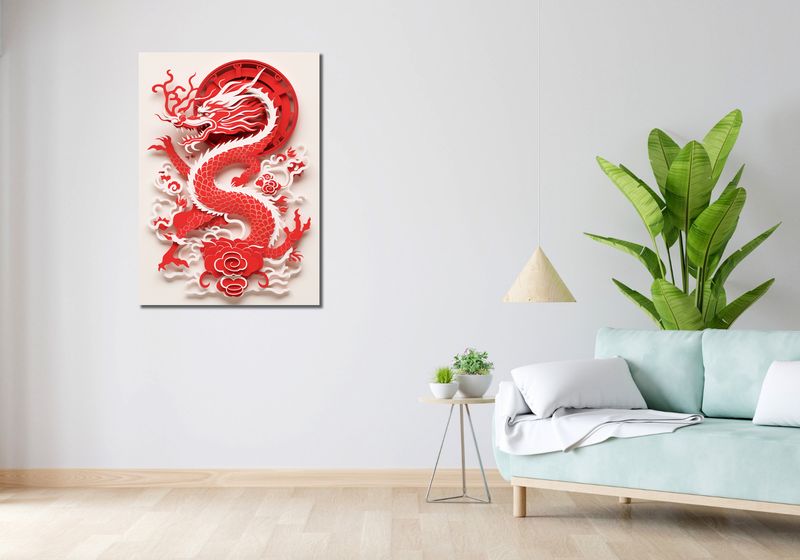 Obraz 70x100cm Czerwony Smok zdjęcie 2