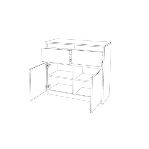 Komoda Biało Szara Oleksa 80cm 2 Szuflady Do Sypialni Salonu Pojemna Szafka na Arena.pl