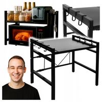 Stojak Nad Mikrofalówkę Organizer Metalowy Półka Haczyki Regulowana