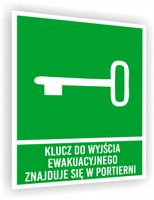 Tabliczka ewakuacyjna 20x15 Klucz do wyjścia ewakuacyjnego znajduje się
