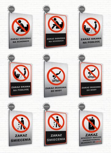 Tabliczka znak informacyjny 30x20 ZAKAZ UŻYWANIA SZLIFIERKI Dibond SREBRNA na Arena.pl