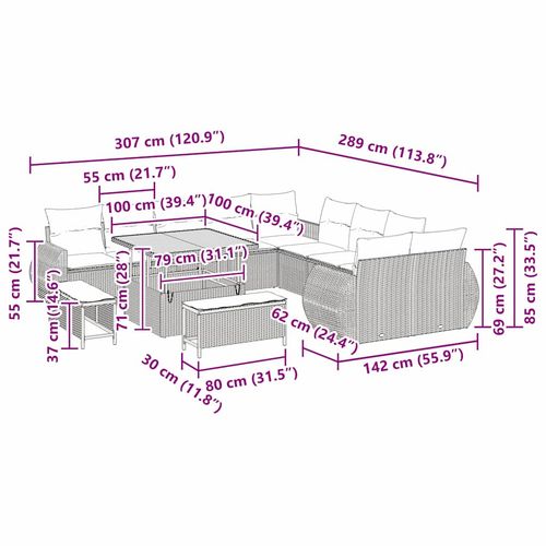 Zestaw Sof na Ogród 13 pcs Szary polirattan na Arena.pl