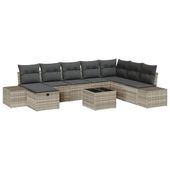 Zestaw Sof na Ogród 9 pcs Jasnoszary 55 x 62 x 69 cm Polirattan