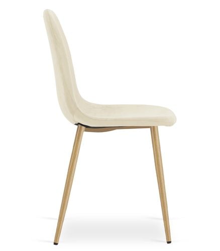 Krzesło tapicerowane PADVA beż jasny welur nogi dąb do jadani kuchni na Arena.pl