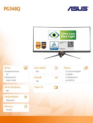 Asus 34'' PG348Q G-sync IPS Curved HDMI DP na Arena.pl