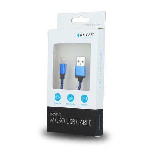 Kabel Forever micro-USB pleciony niebieski 1m 1A na Arena.pl