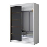 Szafa przesuwna LUNGO III 120-pojemna garderoba-BIAŁY/CZARNY