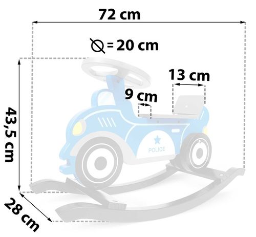 AUTO KOŃ NA BIEGUNACH POLICJA ZABAWKA NA BIEGUNACH DREWNIANY BUJACZEK na Arena.pl