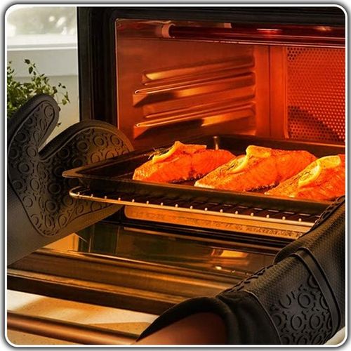 Rękawice KUCHENNE Silikonowe DO Piekarnika Kuchni ŻAROODPORNE 2szt Czarne na Arena.pl