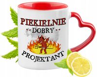 Kubek Dla Projektanta Czerwony Z Uszkiem W Kształcie Serca Na Prezent
