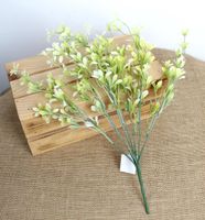 gałązka  2szt drobne listki wys. 38 cm 7 łodyg ZIELONO-BIAŁA MD-068A