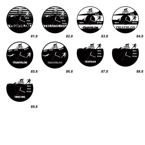 Zegar Ścienny z płyty winylowej na lustrze TRIATHLON-1 41 wzorów 59x29 cm na Arena.pl