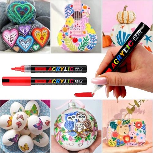 MARKERY AKRYLOWE ZESTAW 12 SZT Pisaki Flamastry Mazaki WODOODPORNE Z FARBĄ na Arena.pl