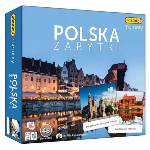 Gra Pamięciowa Memory Memo POLSKA ZABYTKI Towarzyska Adamigo 5+ zdjęcie 1
