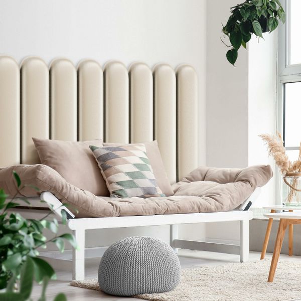 Panele Tapicerowane Na Ścianę Eko Skóra PŁOTEK Kremowy 80cm x 30cm zdjęcie 5