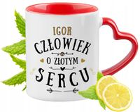 Dla Igora Kubek Czerwony Z Uszkiem W Kształcie Serca Na Prezent Z Nadrukiem